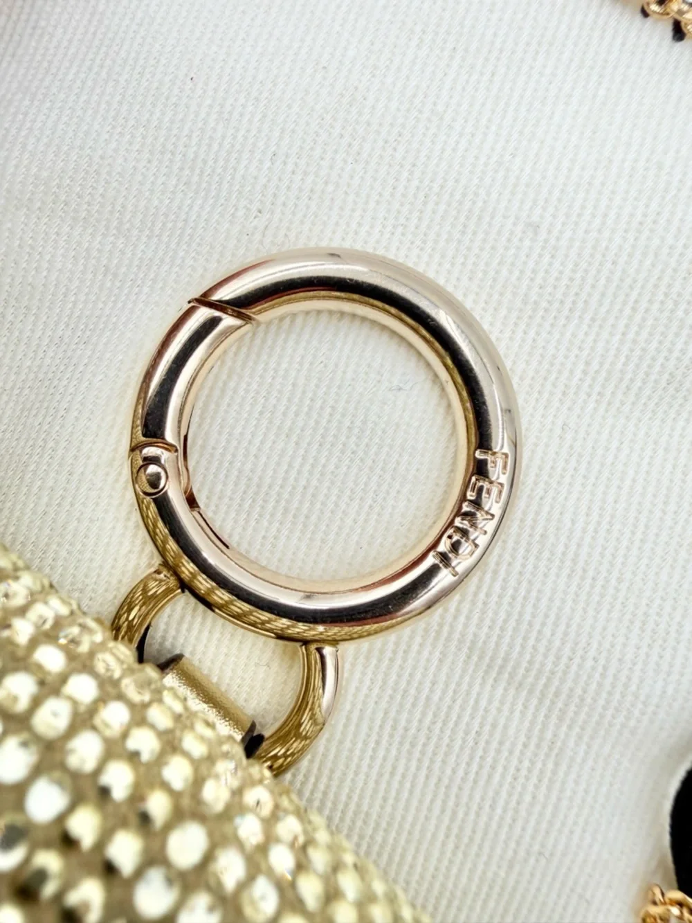 Fendi Crystal Vitello Laminato FF Nano Maxi Buckle Baguette Charm - Picture 4 of 8